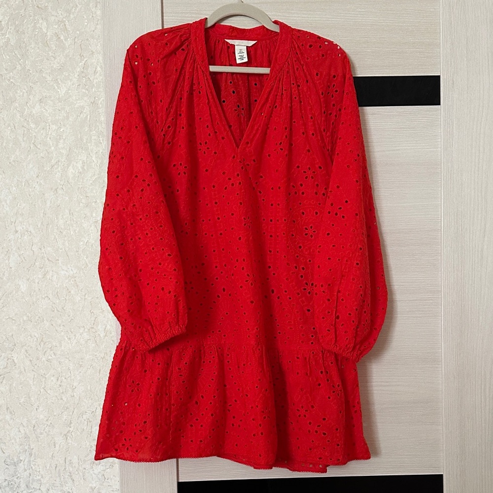 H&M Red Long Sleeve Dress